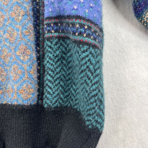 Lady Clansman Shetland Wool Sz M Fair Isle Colorblock Purple Blue Vintage - Picture 6 of 16
